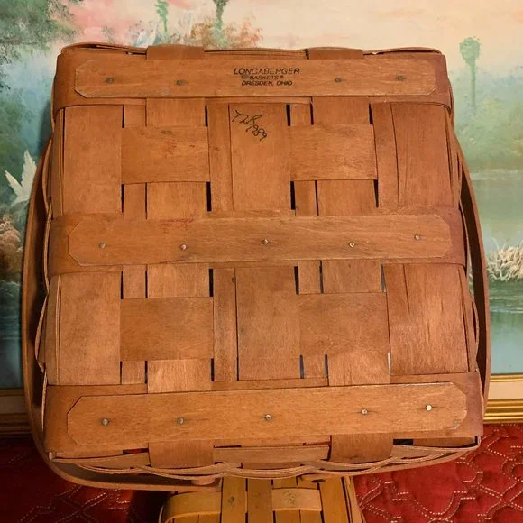 Bundle 𝅺2 Longaberger 1996 Handwoven Large/Small Square Baskets   12'' - Picture 7 of 16